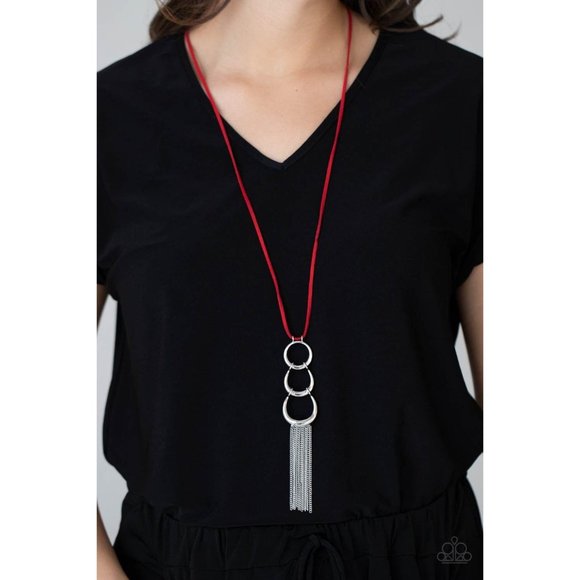 Paparazzi Accessories Jewelry - Industrial Conquest - Red Long Necklace 4093